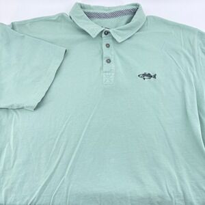 Orvis Mens XXL Seafoam Green Cotton Short Sleeve Fish Logo Polo Shirt 3B94